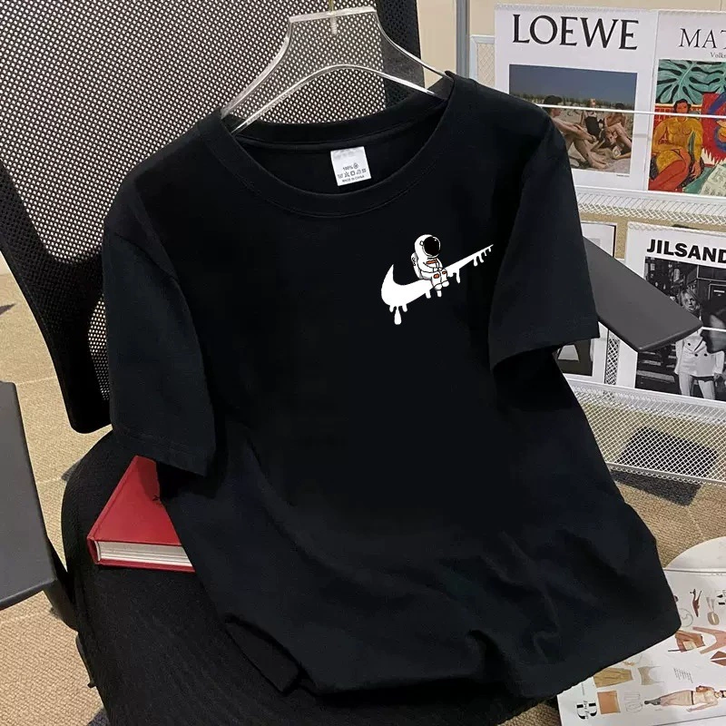 Летняя хлопковая базовая футболка с коротким рукавом, свободного кроя, oversize