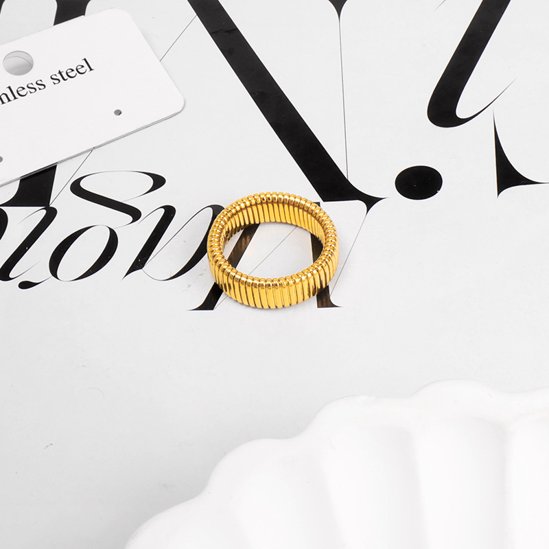 Elegant Geometric Round Ring For Women Gold Plated Titanium Steel_voghion.com