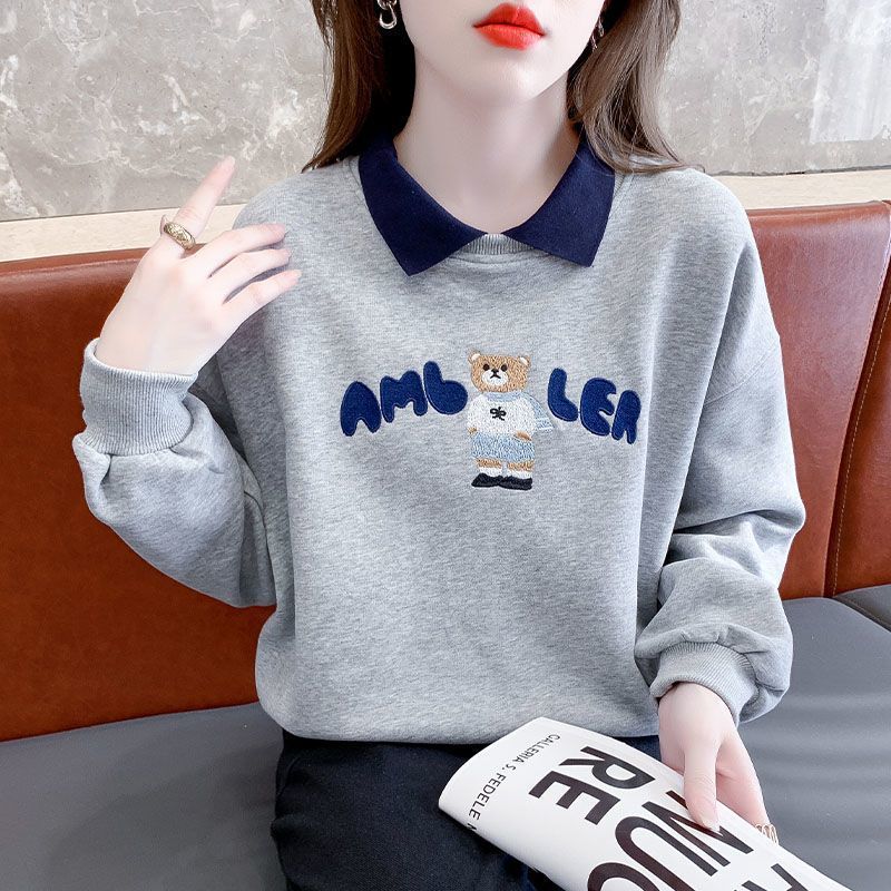 卫衣女春秋款少女装休闲新款洋气女上衣韩版撞色拼接领长袖潮