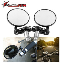跨境专供摩托车手把镜越野车改装后视镜车把小圆镜22mm倒车镜