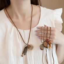 韩系ins风滴胶干果蘑菇吊坠项链森系木质橡果简约气质毛衣链配饰