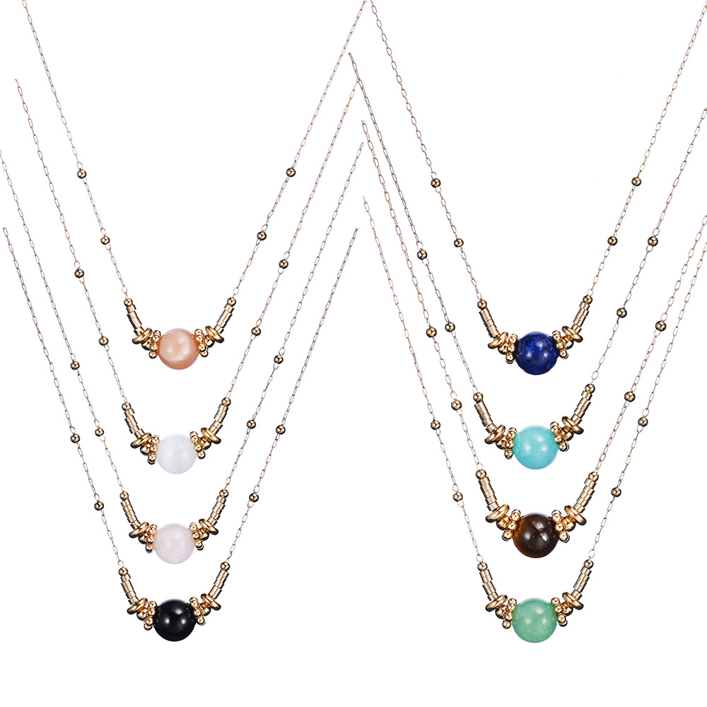 8g Weight Necklace Classification 304 Stainless Steel Chain Material 1 Piece Quantity Holiday, Daily Occasion 304 Stainless Steel, natural stone Material Geometric Pattern Women's Gender Beaded Design Casual, Simple Style Style Casual Simple Style Geometric 304 Stainless Steel Natural Stone Necklace In Bulk 1