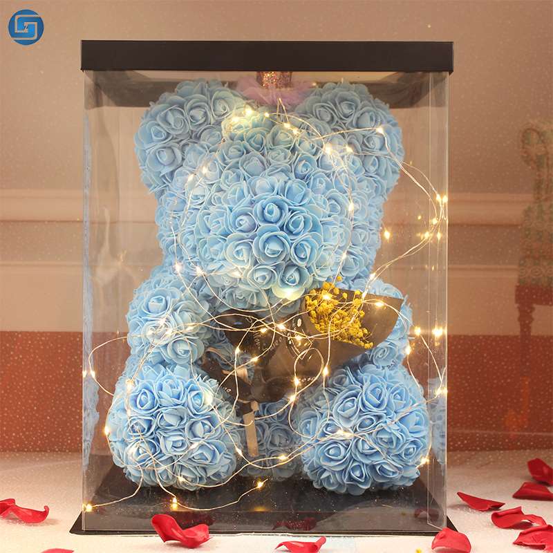 블루 부케 세트 40cm 베어 PE 폼 플라워