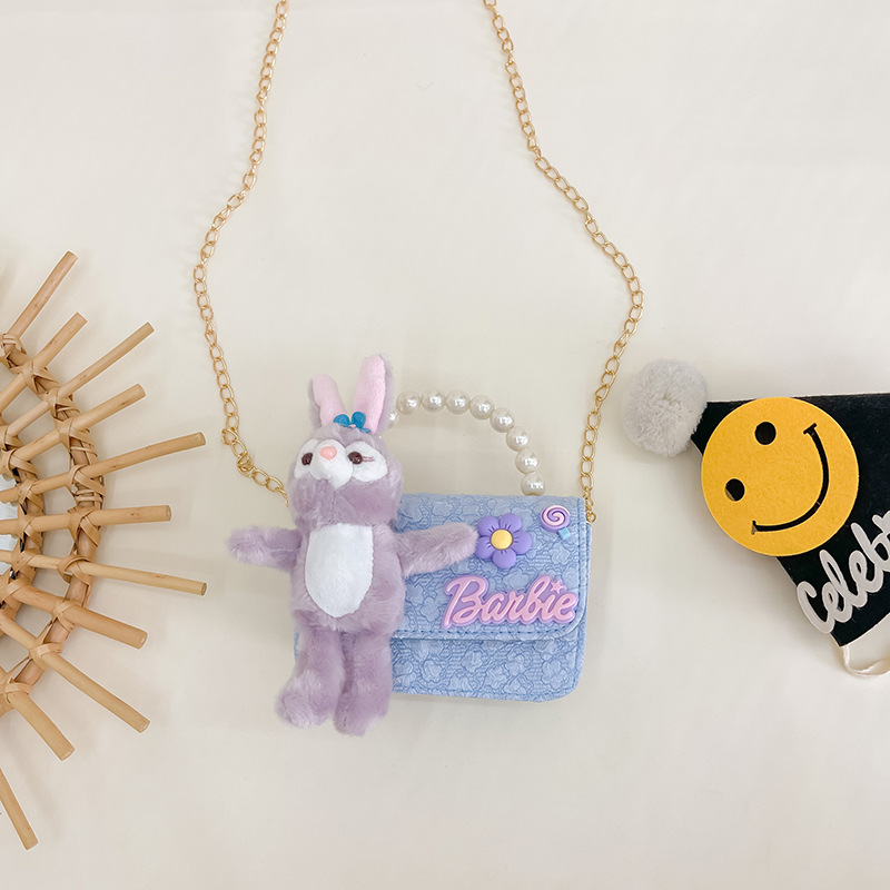 2023 nuevo bolso de los niños bolsa de hombro de conejo de dibujos animados estilo Chanel princesa bolsa perla portátil monedero bolsa