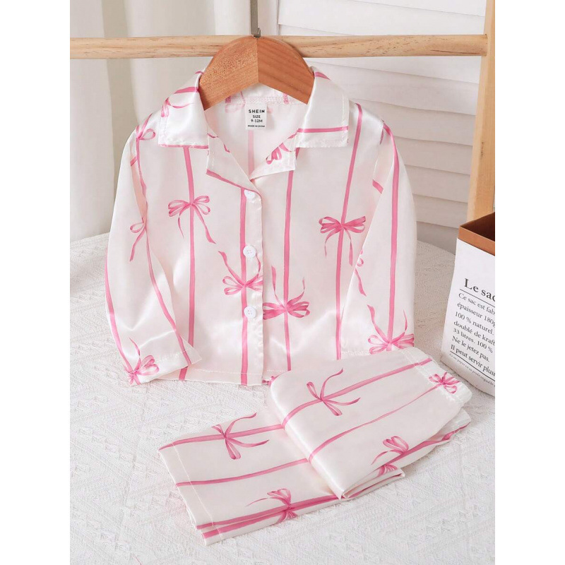 Cross border foreign trade funds Girl Casual Butterfly Ribbon Print Long Sleeve Top