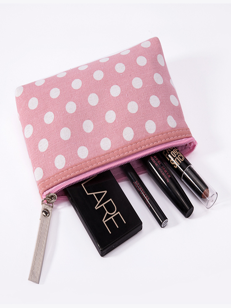 All Seasons Season Women's Gender Basic Polka Dots Canvas Square Makeup Bags