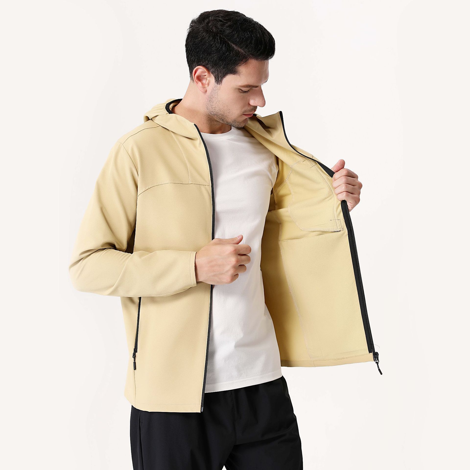 travel sports jacket with zipper with hood
