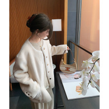 全羊毛羊剪绒外套女2025冬新款皮毛一体颗粒中长款羊羔绒大衣洋气