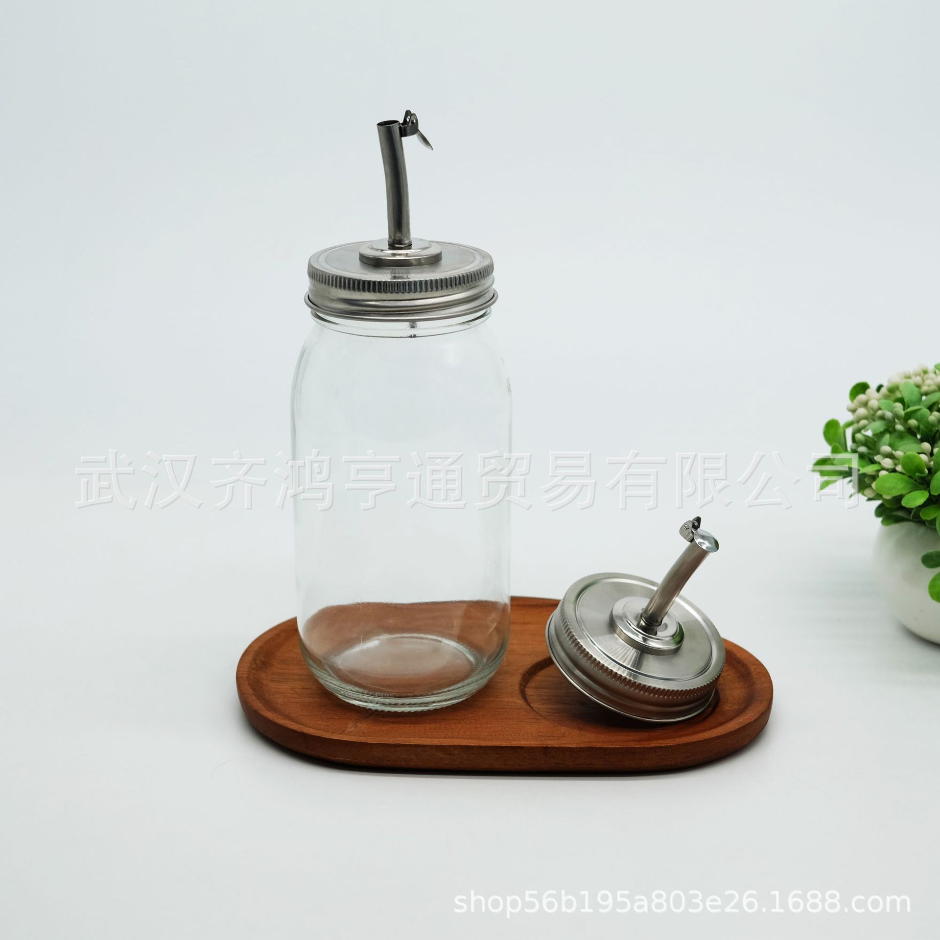 Amazon Mason cubierta larga boca de acero inoxidable boquilla de aceite de oliva salsa de aceite vinagre condimento tarro dispensador de vino vertedor