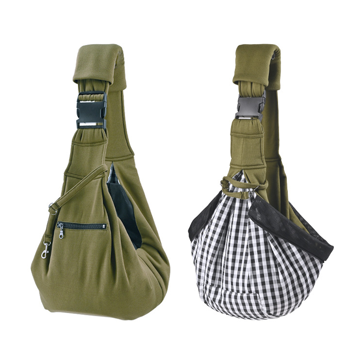 军绿色有肩垫加底板宠物单肩包-005