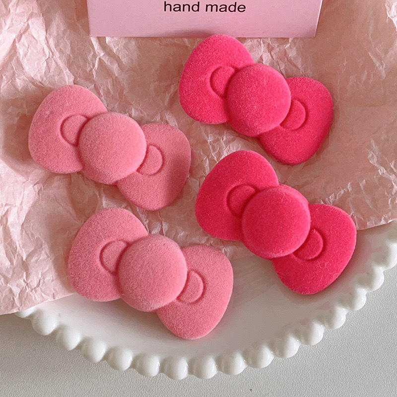 Sweet Bow Hairpin Autumn and Winter Cute Girly Heart Front Bang Clip Pink Velvet Side Clip Hairpin Clip