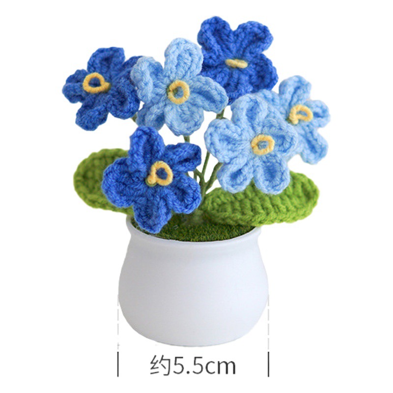 Flor hecha a mano producto terminado no me olvides flor artificial pequeña maceta decoración del hogar Decoración regalo creativo lana Flor de punto