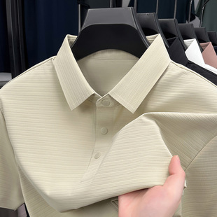 Main Push Brand Summer Traceless Three-Dimensional Light Luxury Short-Sleeved Polo Shirt Jacquard Fabric Men's Ice Silk T-Shirt Top