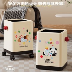 家庭用ゴミ箱 2025 新しいスタイルのリビングルーム高価値取り外し可能なバスルームトイレ寝室リビングルーム車輪付きペーパーバスケット