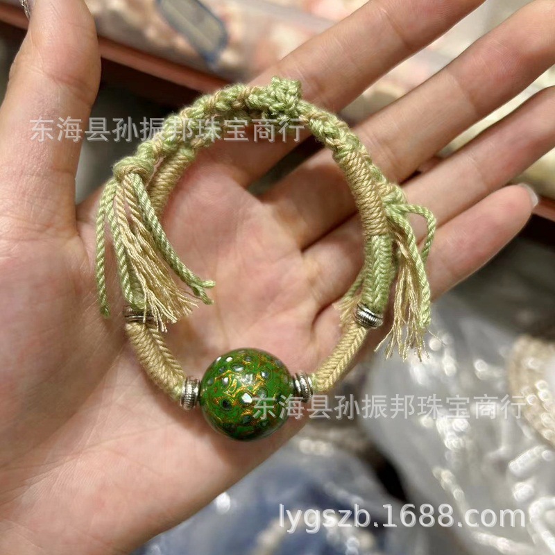 淘宝热款藏式手工编织手绳搭配大漆圆珠手绳手链女民族风