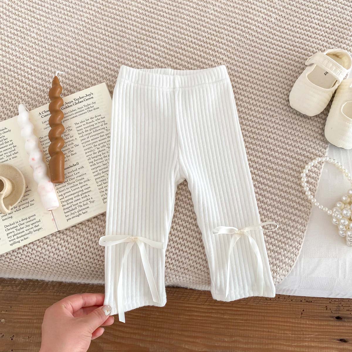 Bebé primavera y otoño polainas del bebé hilo pit stretch pantalones recién nacido estilo occidental arco hacia fuera