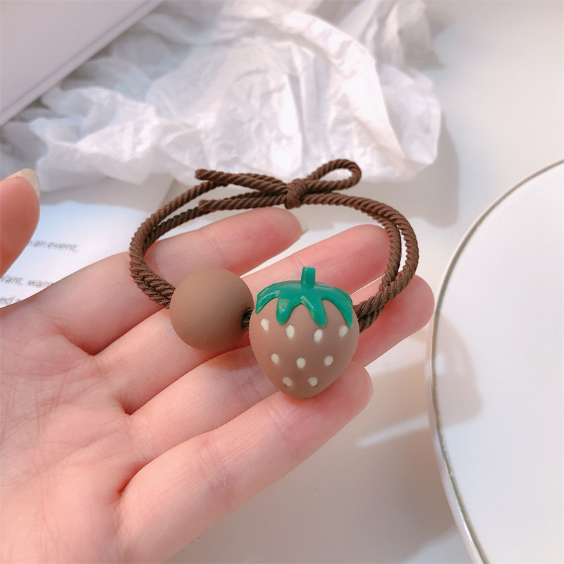 Ins frutas de fresa cuerda de cabeza mujer adorable cabello de correa de goma anillo de cabello de alta elasticidad cuerda de cabello duradera tocado