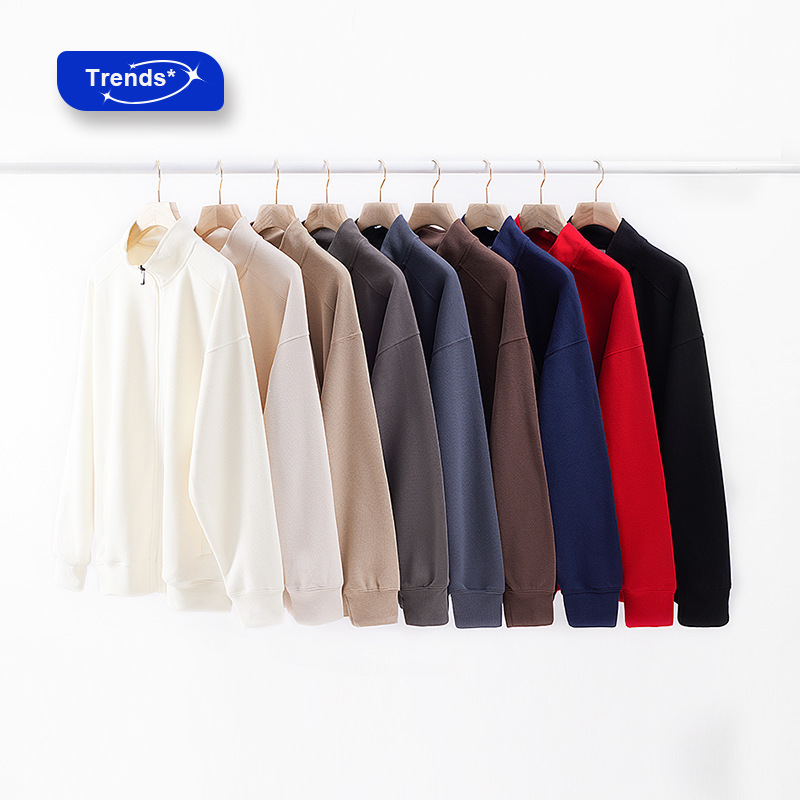 Men's autumn and winter New stand collar sweater custom zipper cardigan solid color long sleeve Korean fashion brand casual sports jacket Men's autumn and winter New stand collar sweater custom zipper cardigan solid color long sleeve Korean fashion brand casual sports jacket