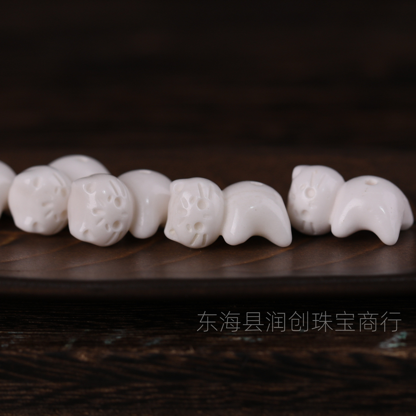 Camel bone carved lying cat spacer beads DIY handmade craft Buddhist bead bracelet accessories