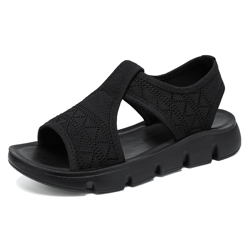 Zapatos de mujer verano nuevo tela transpirable sandalias zapatos transfronterizos al por mayor de poliuretano ligero fugas de dedos fríos zapatillas de mujer