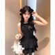 French Style Fragrant Black Fine Sparkling Vest dress Female Sense Celebrity Elegant Tight Waist Birthday Cake Skirt