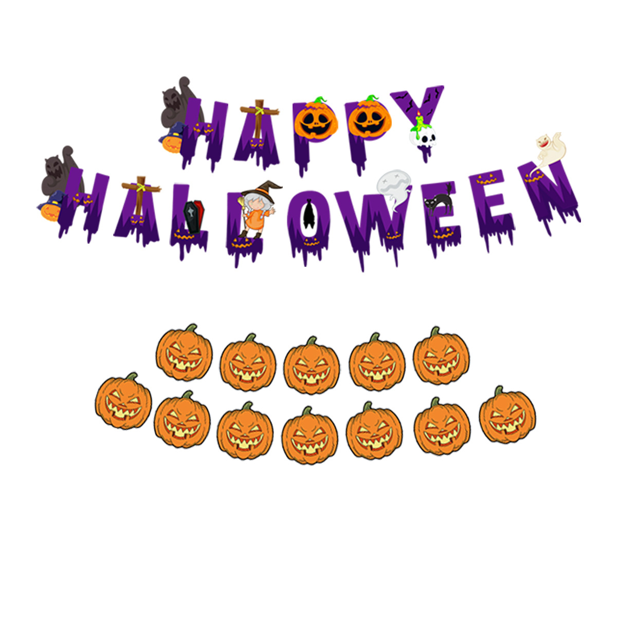 Juego de Globos de Halloween Tema Calabaza de Película de Aluminio para Halloween