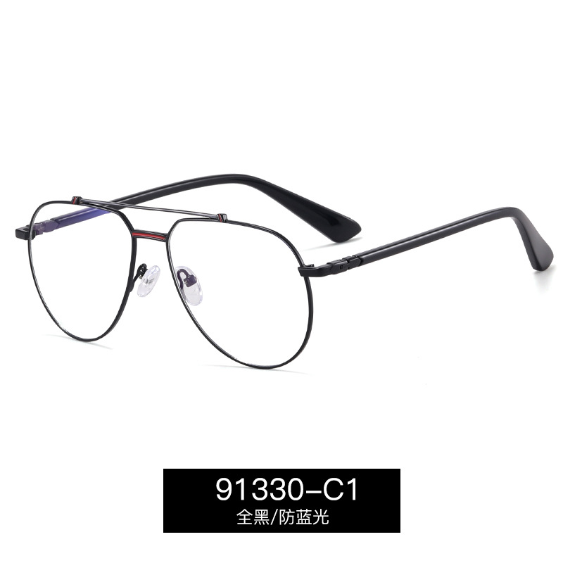 91330 personalidad de gafas delgadas y ligeras, gafas de metal, gafas anti-luz azul para hombres con tendencia de gafas de miopía