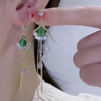 Серьги из сплава Sansheng Apricot Высококачественная фея красоты Элегантная кисточка из листьев гинкго Длинные легкие Роскошные веерообразные линии ушей с защитой от падения