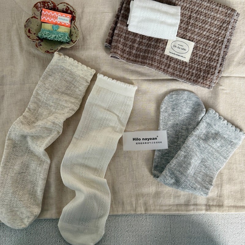 Hilo Nayean Spring and Summer New Lace Bubble Edge Women's Mid-Calf Socks Hollow-Out Women's Socks Cotton Slouch Socks Hilo Nayean Spring and Summer New Lace Bubble Edge Women's Mid-Calf Socks Hollow-Out Women's Socks Cotton Slouch Socks