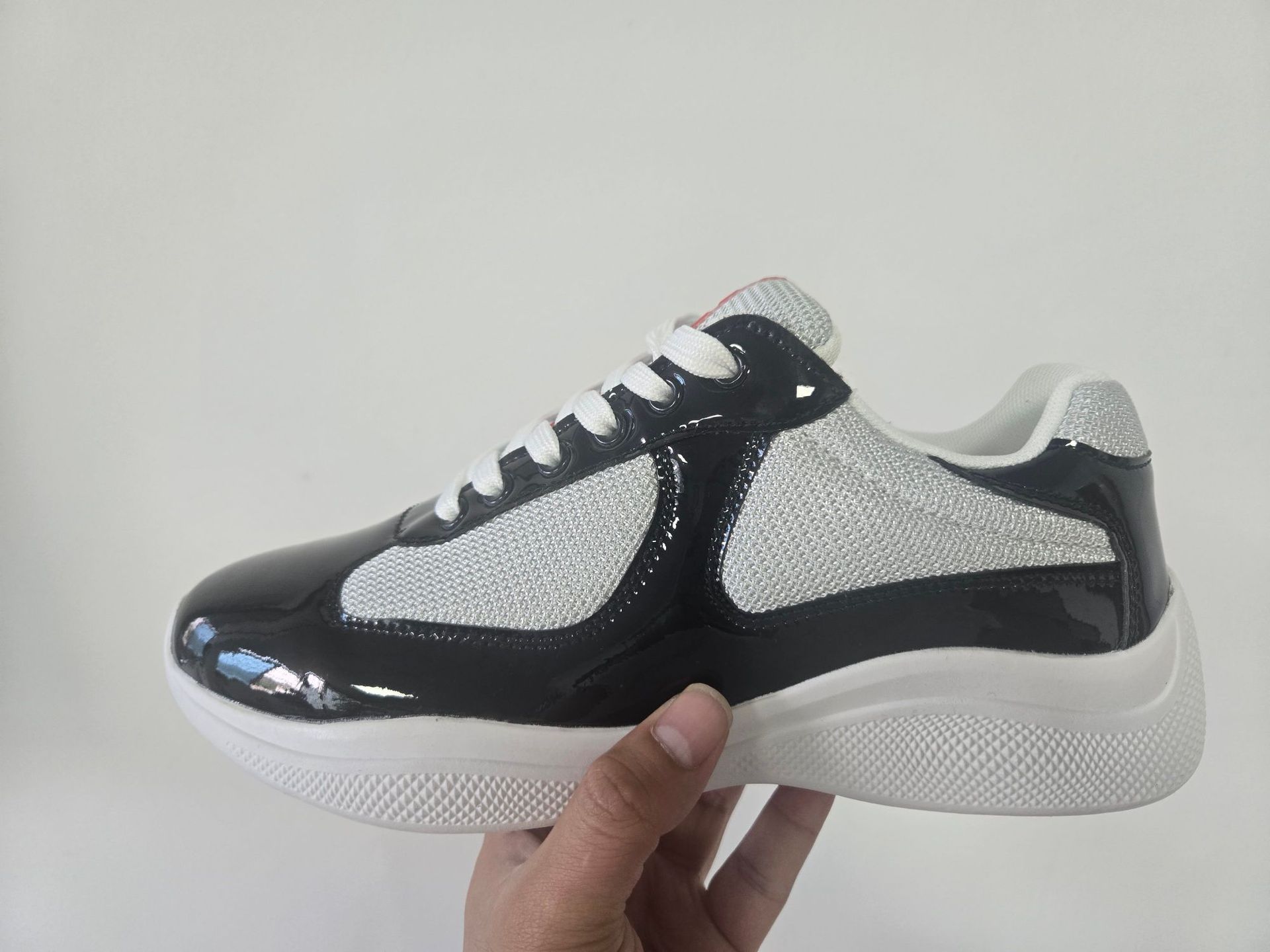 Prada America's Cup Patent Leather Low Black White