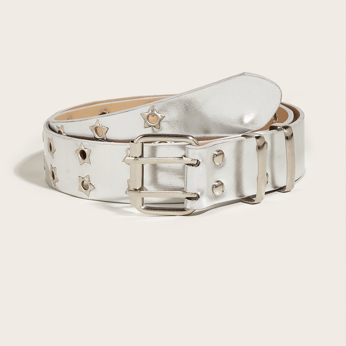 Ceinture à Double boutonnage en forme d'étoile de Style Punk, jean de Style coréen, pantalon décoratif à la mode, ceinture à œillets, cadeau tendance pour hommes_voghion.com