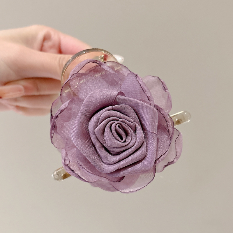 Nuevo estilo chino rosa seca agarrando clip de tiburón de alto nivel de mujer medio clip de cabello de cabeza