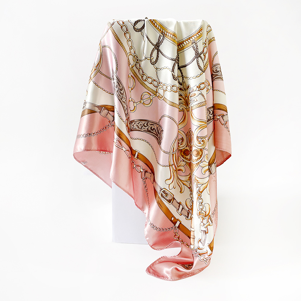 Classic Chain Printed Silk Square Scarf For Women Fashion Accessory_voghion.com