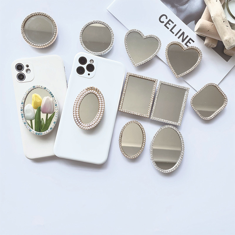 20g Weight Mobile Phone Universal Applicable Brands Airbag Bracket Classification Acrylic, Mirror Material Round, Oval, Heart Shape Pattern Classic Style Style Round Oval Heart Shape Acrylic Mirror Classic Style Mobile Phone Universal Airbag Bracket 9