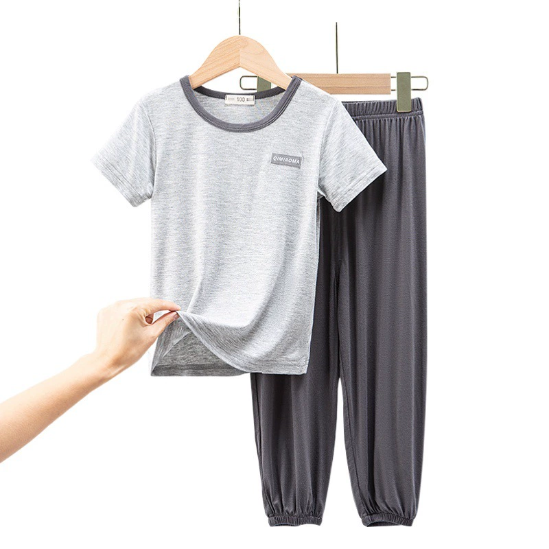 Весенне-летний детский домашний костюм для мальчиков и девочек, детская пижама, верхняя одежда, модальный комплект из двух предметов