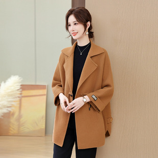 Middle-aged mother autumn and winter new plus size imitation double-sided woolen coat women's mid-length Korean-style suit collar woolen coat
