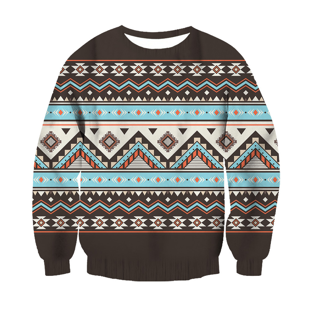 Men's 3d Digital Printed Snowflake Round Neck Sweatshirt_voghion.com