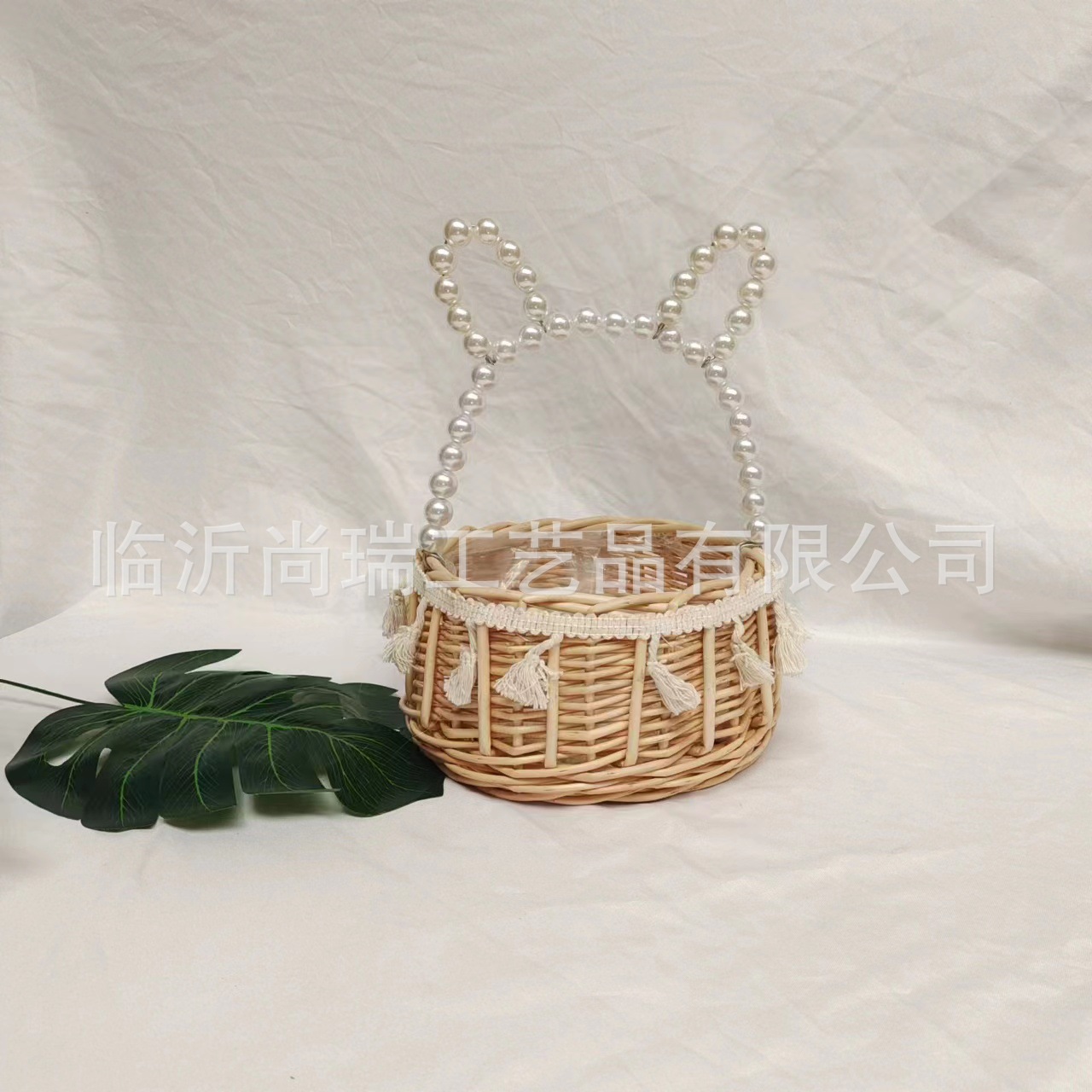 Regalo DE LA MANO perla princesa cesta sauce ratán tejida olla verde rosa flor niños foto cesta arco cinta portátil flor cesta