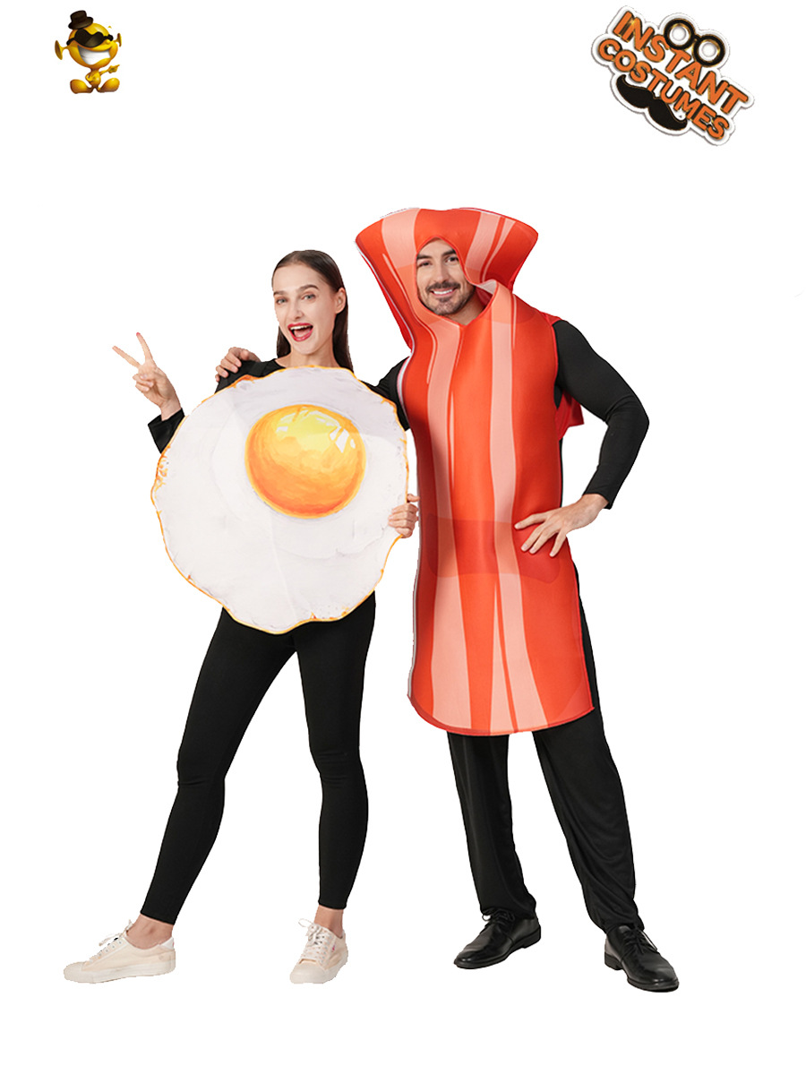 Halloween pareja de adultos huevos fritos tocino ropa de fiesta divertida comida ropa de juego de rol