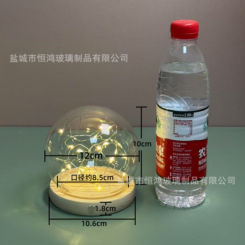海胆永生花干花侧面触摸开关玻璃罩子底座带灯展示盒手办创意|undefined