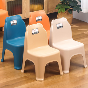 Simple Nordic children's chair home coffee table plastic stool backrest thickened solid kindergarten non-slip low chair