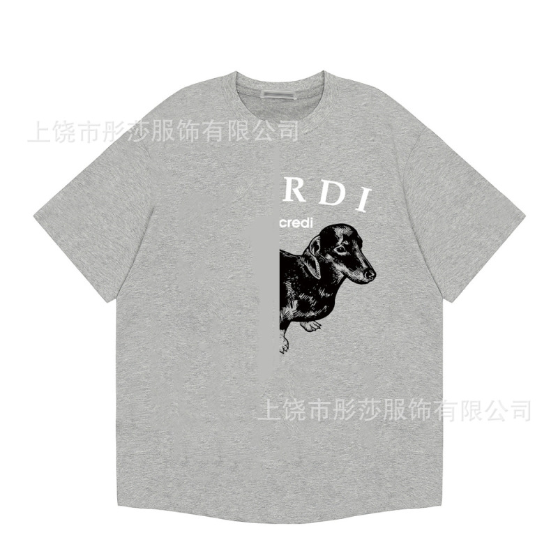 2025 新ゴールドハイシルバー同スタイルマルディ半袖デイジー Tシャツダックスフントカップル多用途トップ女性ルーズ|undefined