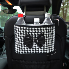 Car trash can Internet celebrity houndstooth car seat back large capacity storage box creative multi-functional car storage bucket