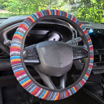 ring, elastic strap handle – Steering wheel cover - ethnic-style-handle-covers-38cm