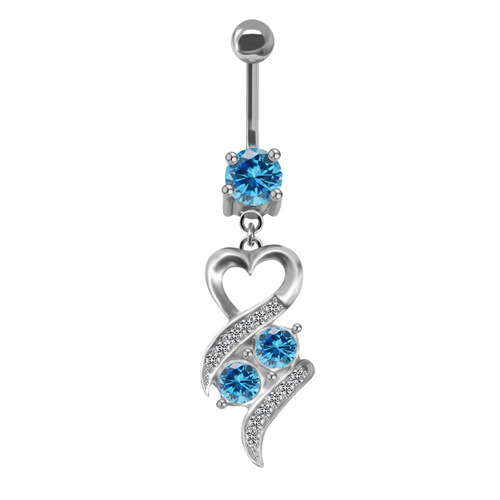 Gabby European and American cross-border heart-shaped belly button ring stainless steel belly button ring navel ornament navel nail human body piercing jewelry