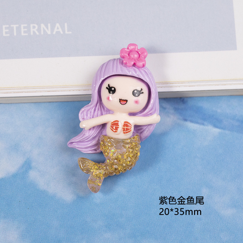 Nueva resina brillo sirena accesorios DIY crema pegamento caja del teléfono refrigerador de papelería material de parche de dibujos animados