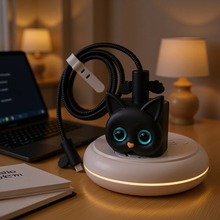 小黑猫小白猫适用苹果14数据线保护套20W充电器保护壳DIY卡通可爱