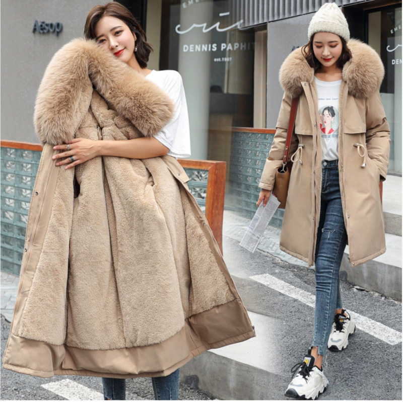 New Parka Cotton Jacket for Women, Mid-Length, Plus Size, Korean Version, Fleece-Lined, Thickened Winter Cotton Coat