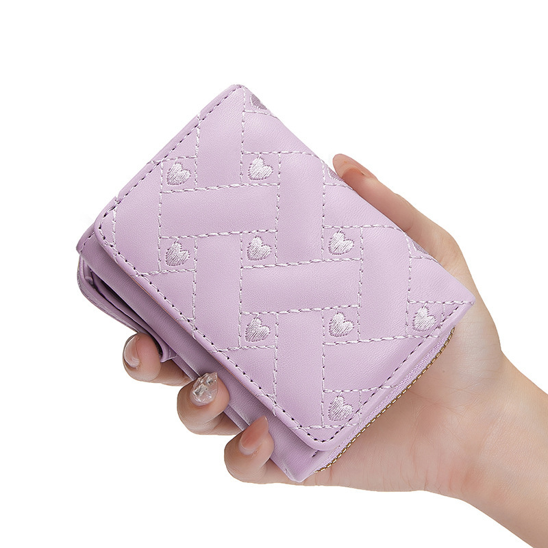 工場の新しい女性のショートウォレットシンプルな刺繍ラブPU 80% offバッグカードホルダーマルチカードスロット財布卸売|undefined
