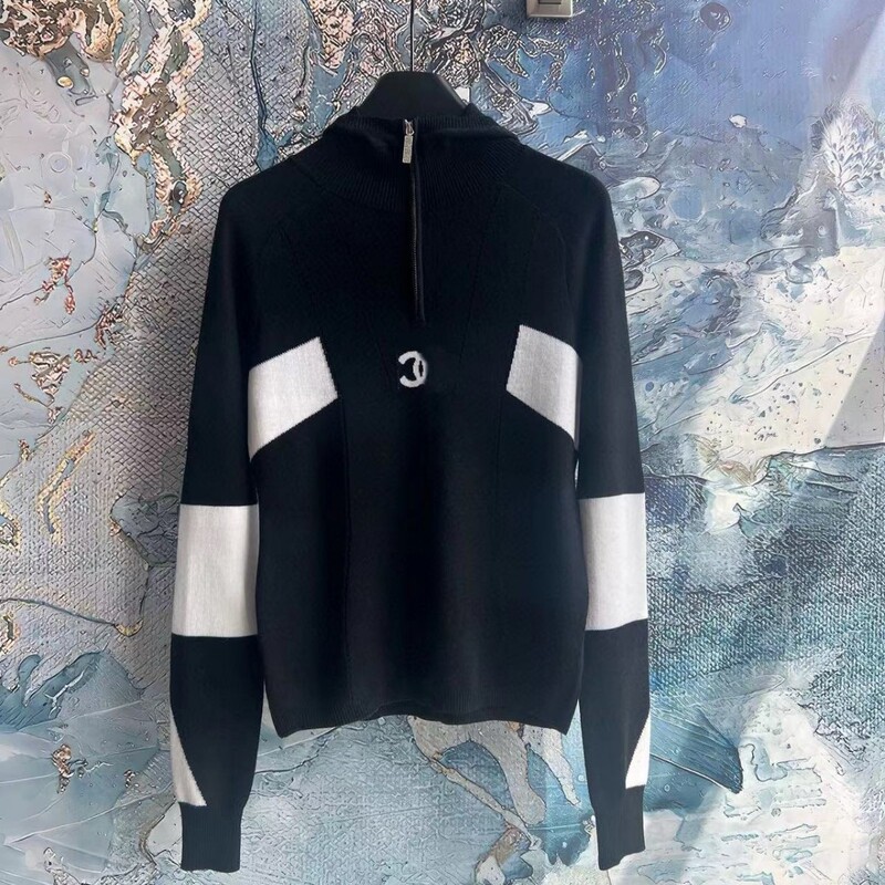 Autumn and Winter New Style Knitted Cashmere Sweater Half-Zip Hooded Pullover Casual Fragrant Top Women's Long-Sleeved Contrast Sweater Autumn and Winter New Style Knitted Cashmere Sweater Half-Zip Hooded Pullover Casual Fragrant Top Women's Long-Sleeved Contrast Sweater